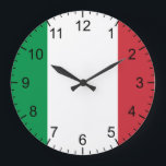 Italian Flag Large Clock<br><div class="desc">High-quality clock printed with the flag of Italy.</div>