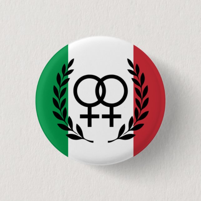 Italian Flag Lesbian Pride Pin with laurel wreath (Front)