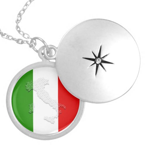 Italian flag locket necklace