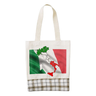 Italian flag map country honor banner zazzle HEART tote bag