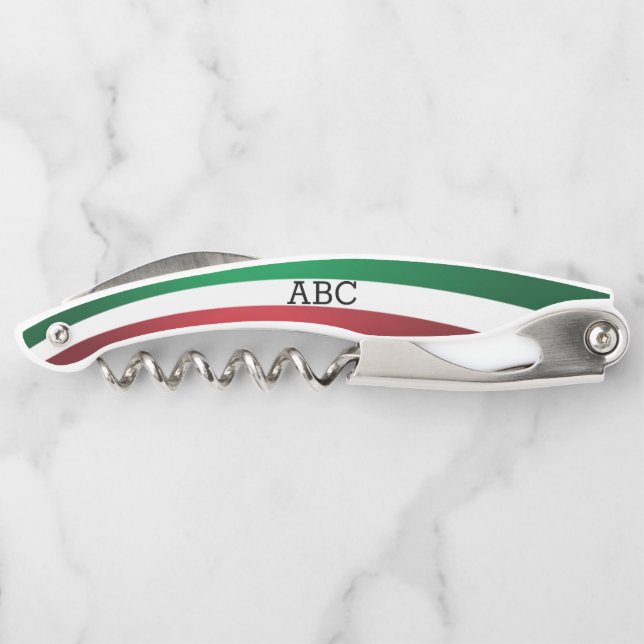 Italian Flag Monogram Waiter's Corkscrew (Back)