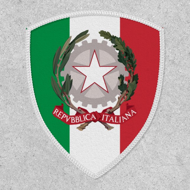 Italian Flag & National Emblem, Flag of Italy Patch (Front)