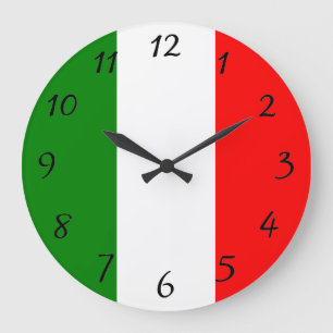 Italian flag of Italy Bandiera d'Italia Tricolore Large Clock