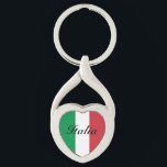 Italian flag of Italy custom heart keychain gift<br><div class="desc">Italian flag of Italy custom heart keychain gift. Personalized key chains with flag,  photo image or monogram name initials.</div>