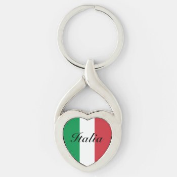 Italian Flag Of Italy Custom Heart Keychain Gift by iprint at Zazzle