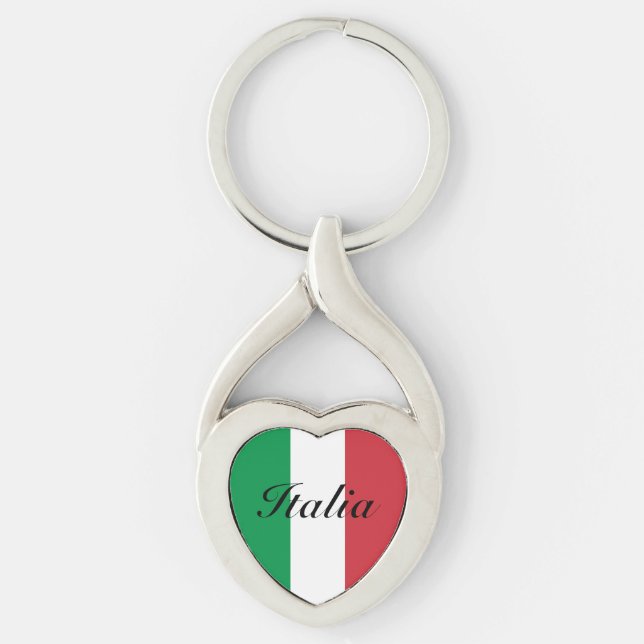 Italian flag of Italy custom heart keychain gift (Front)
