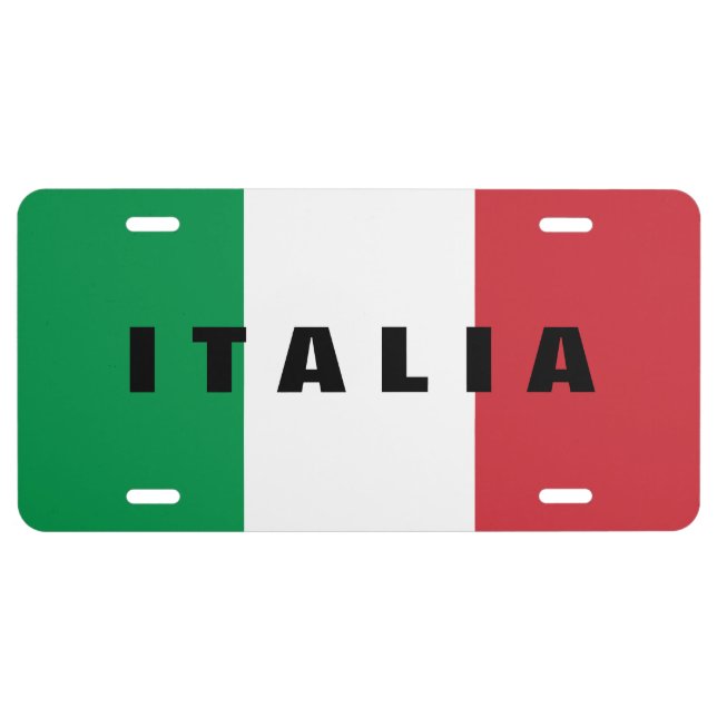 Italian flag of Italy custom vanity license plate (Front)