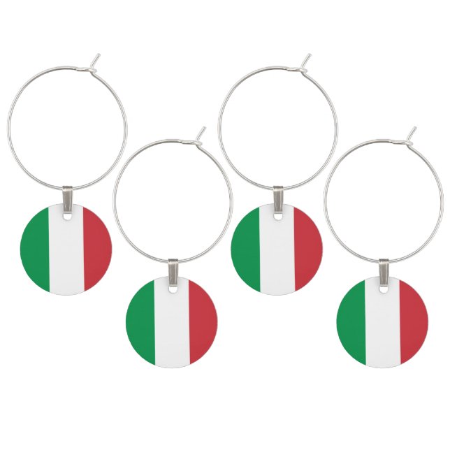 Italian flag of Italy custom wine glass charms set (Staggered)