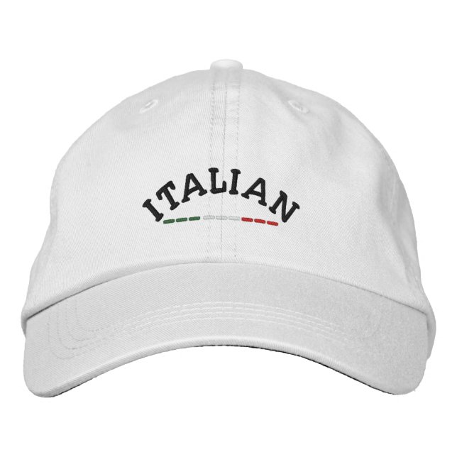 Italian & Flag of Italy Embroidered Baseball Cap (Front)