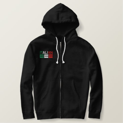 Italian_Flag of Italy Embroidered Hoodie
