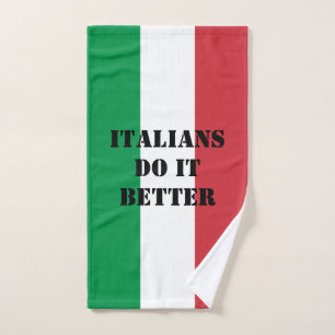 Italian flag of Italy funny custom text hand towel