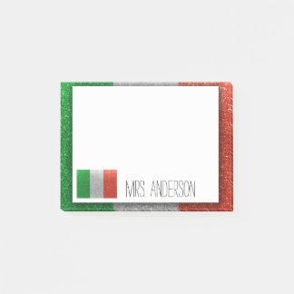 Italian Flag of Italy Glitter Teacher Classroom Post-it Notes