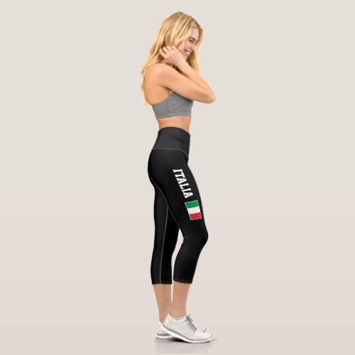 Italian flag of Italy high waist Capri leggings