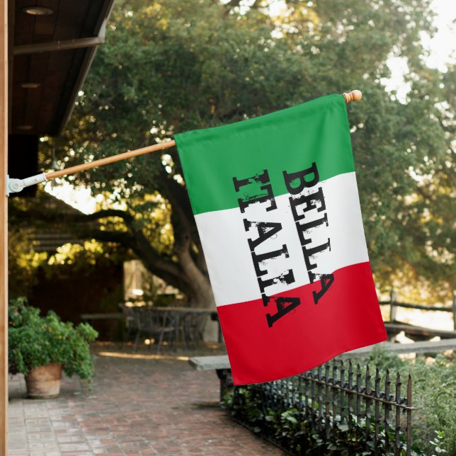 Italian flag of Italy house flag with custom text (In SItu)