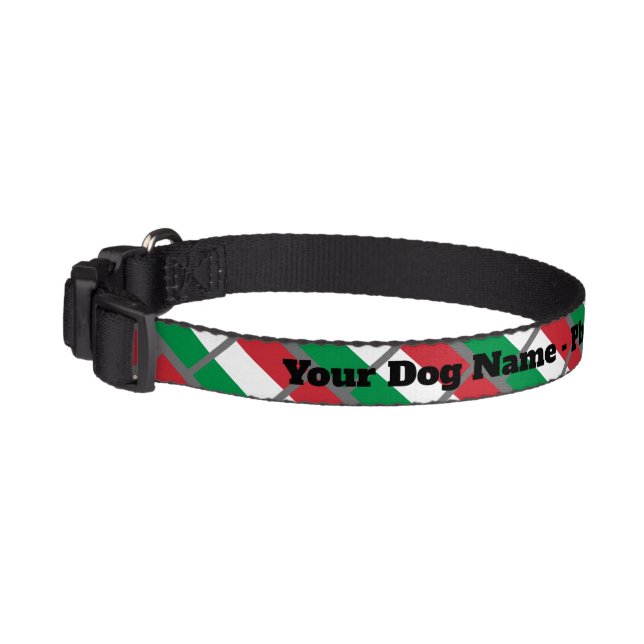 Italian flag of Italy pattern custom dog collar (Left)