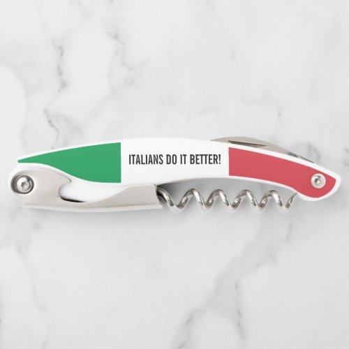 Italian flag of Italy personalized foldable Waiter's Corkscrew