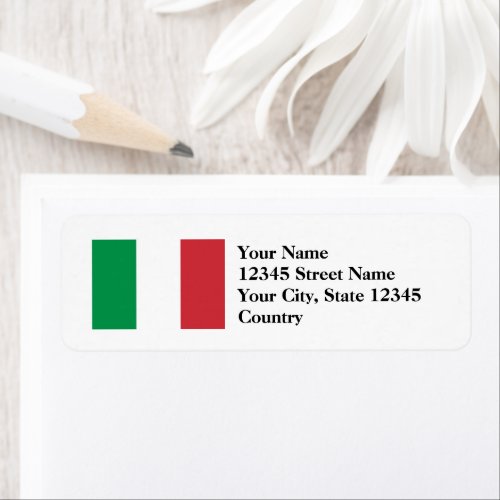 Italian flag of Italy Return Address Labels