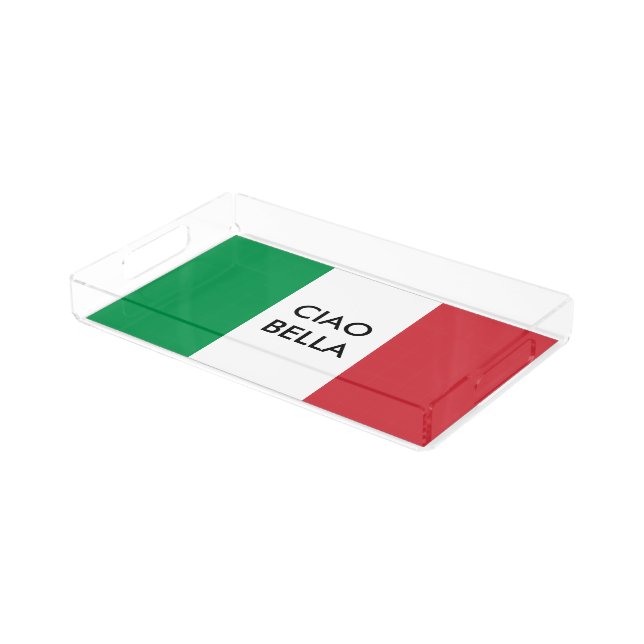 Italian flag of Italy small acrylic serving tray (Angled)