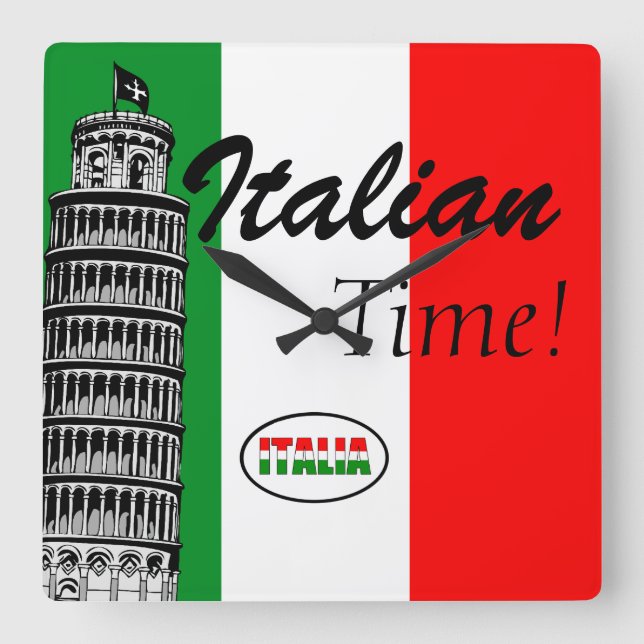 Italian-Flag of Italy Square Wall Clock (Front)