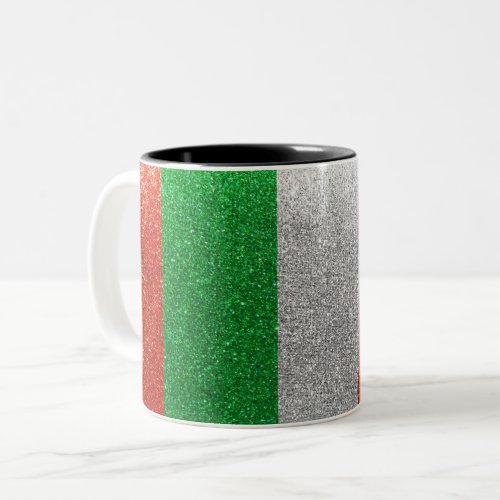 Italian Flag of Italy Stripes Glitter Home Office Two_Tone Coffee Mug