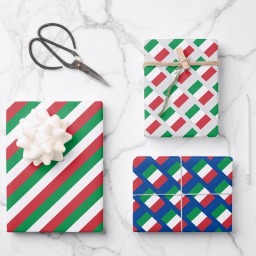 Italian flag of Italy tricolore custom Wrapping Paper Sheets