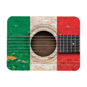 Italian Flag on Old Acoustic Guitar Magnet