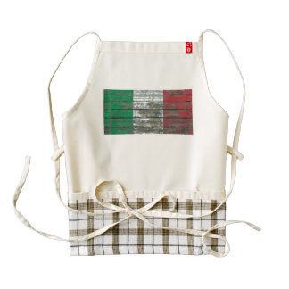 Italian Flag on Rough Wood Boards Effect Zazzle HEART Apron