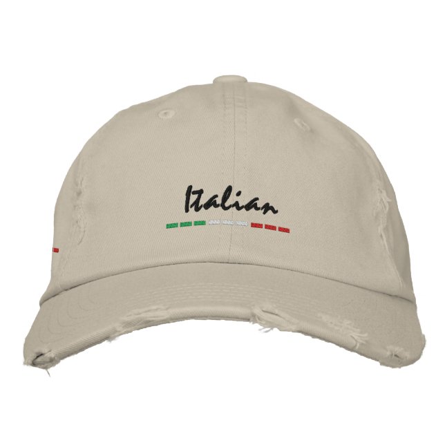 Italian-Flag On Side Embroidered Baseball Hat (Front)