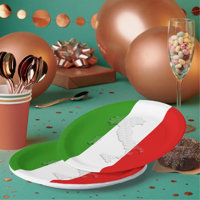 Italian flag paper plates (Multi)