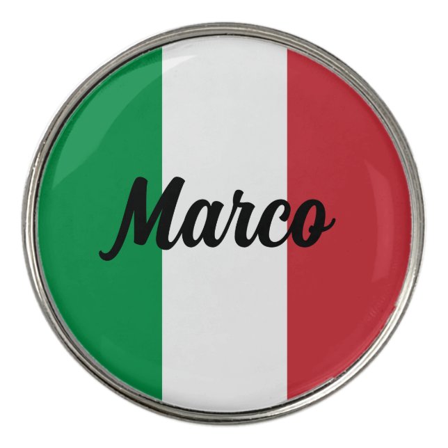 Italian flag personalized golf ball marker coin (Front)