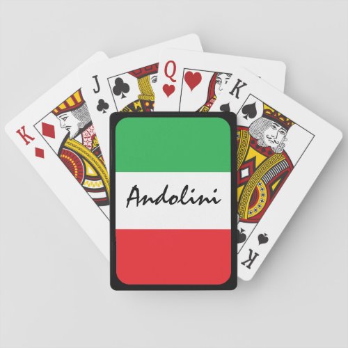 Italian Flag Personalized Poker Custom Deck Playing Cards