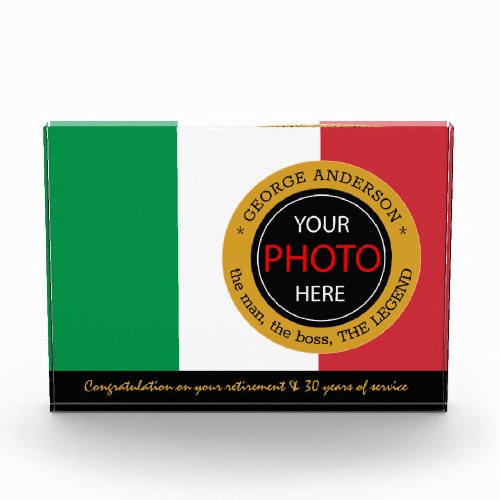 Italian Flag Photo Block  Italy  name badge