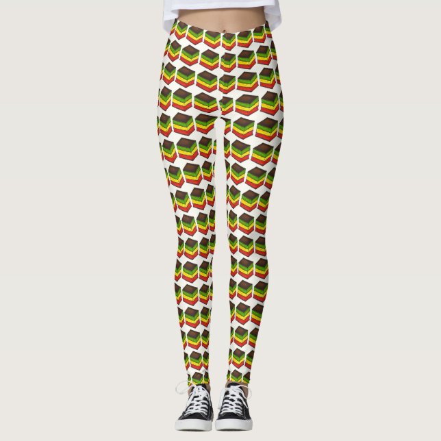 Italian Flag Rainbow Seven Layer Tricolor Cookie Leggings (Front)