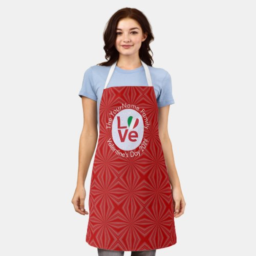 Italian Flag Red LOVE Personalized Adult Apron