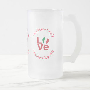 Italian Flag Red Love Personalized Frosted Glass Beer Mug