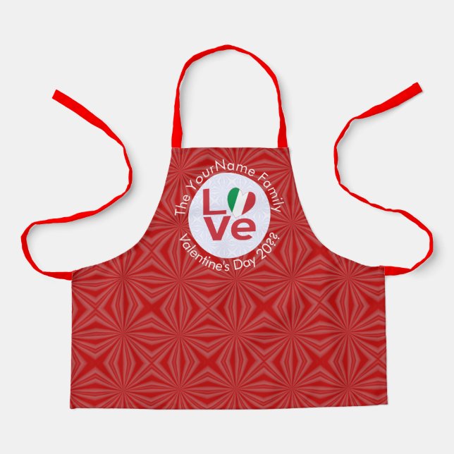 Italian Flag Red LOVE Personalized Kids  Apron (Front)