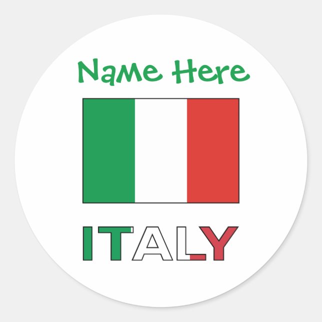 Italian Flag Republic Day Pride Personalized Gift Classic Round Sticker (Front)