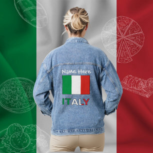Italian Flag Republic Day Pride Personalized Gift Denim Jacket