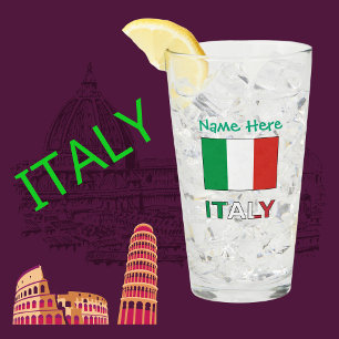 Italian Flag Republic Day Pride Personalized Gift Glass