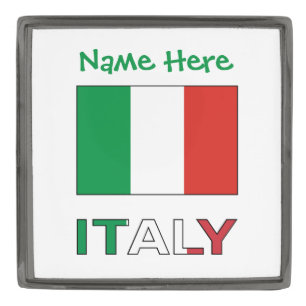 Italian Flag Republic Day Pride Personalized Gift Gunmetal Finish Lapel Pin