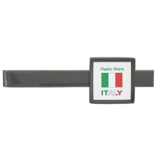 Italian Flag Republic Day Pride Personalized Gift Gunmetal Finish Tie Bar