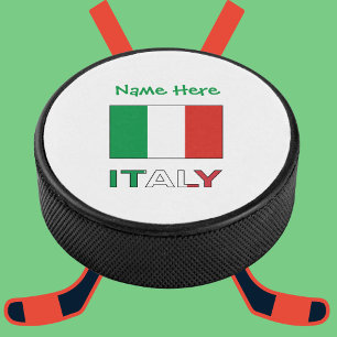 Italian Flag Republic Day Pride Personalized Gift Hockey Puck