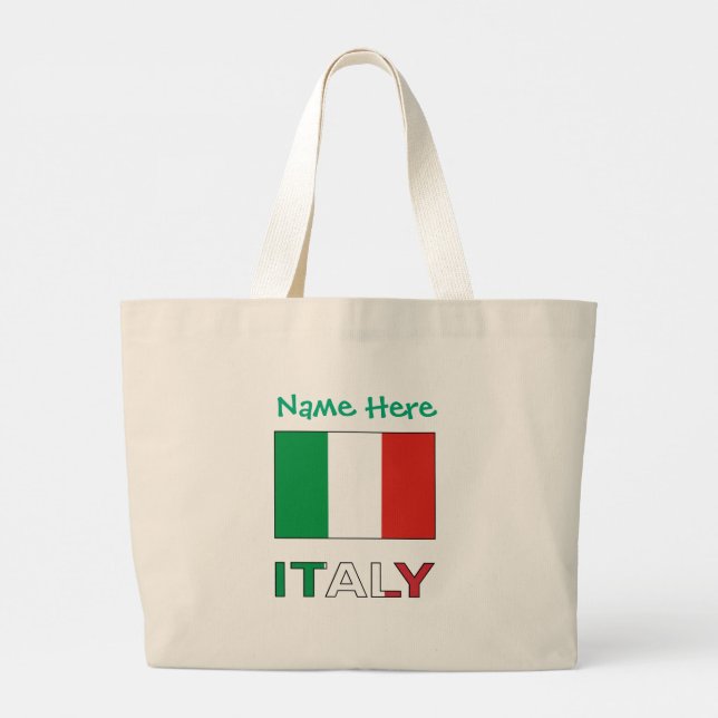 Italian Flag Republic Day Pride Personalized Gift Large Tote Bag (Back)