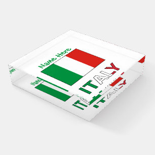 Italian Flag Republic Day Pride Personalized Gift Paperweight