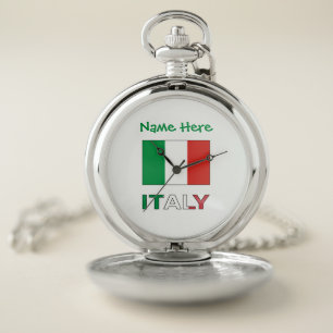 Italian Flag Republic Day Pride Personalized Gift Pocket Watch