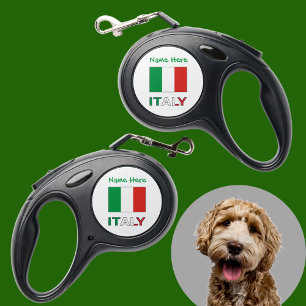 Italian Flag Republic Day Pride Personalized Gift Retractable Pet Leash