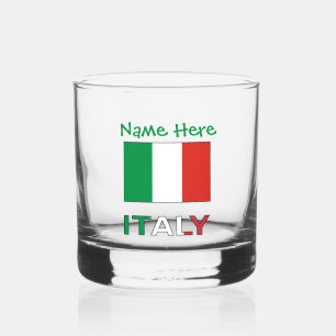 Italian Flag Republic Day Pride Personalized Gift Whiskey Glass