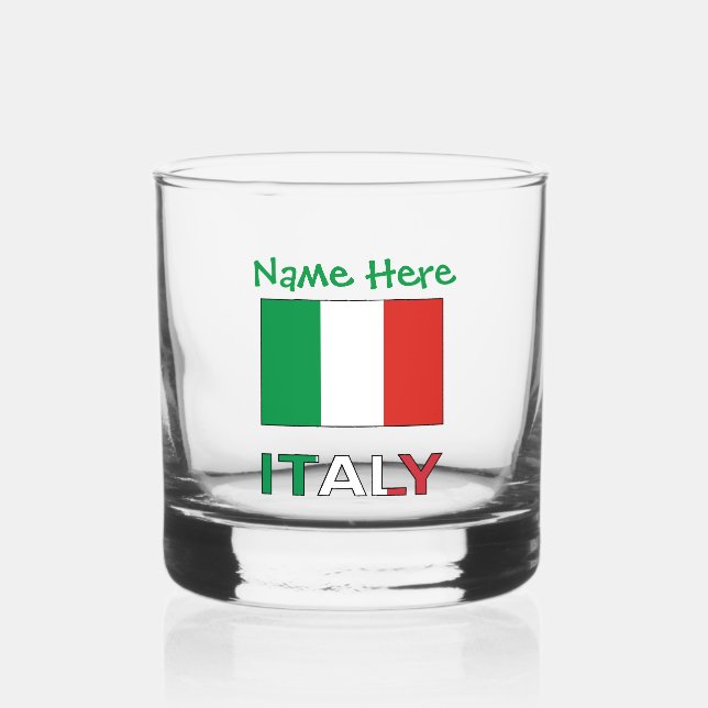 Italian Flag Republic Day Pride Personalized Gift Whiskey Glass (Front)
