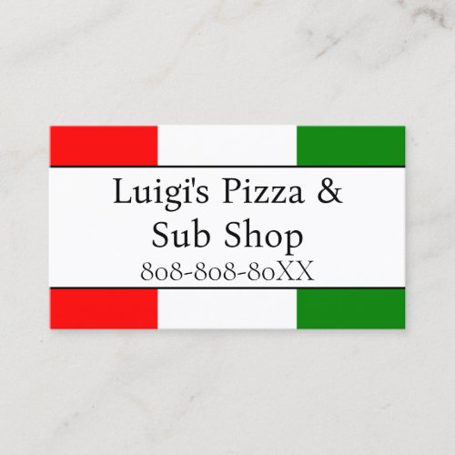 Italian Flag Restaurant Business Card