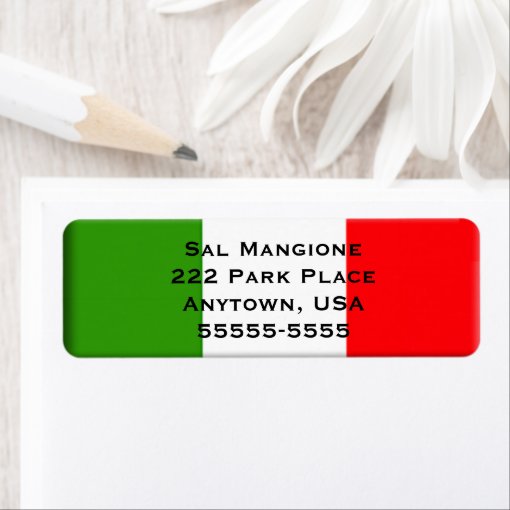 Italian Flag Return Address Label Template | Zazzle